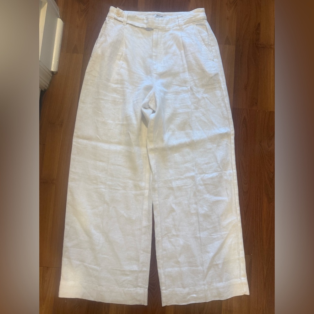Madewell Harlow Linen White Pants Sz. 6